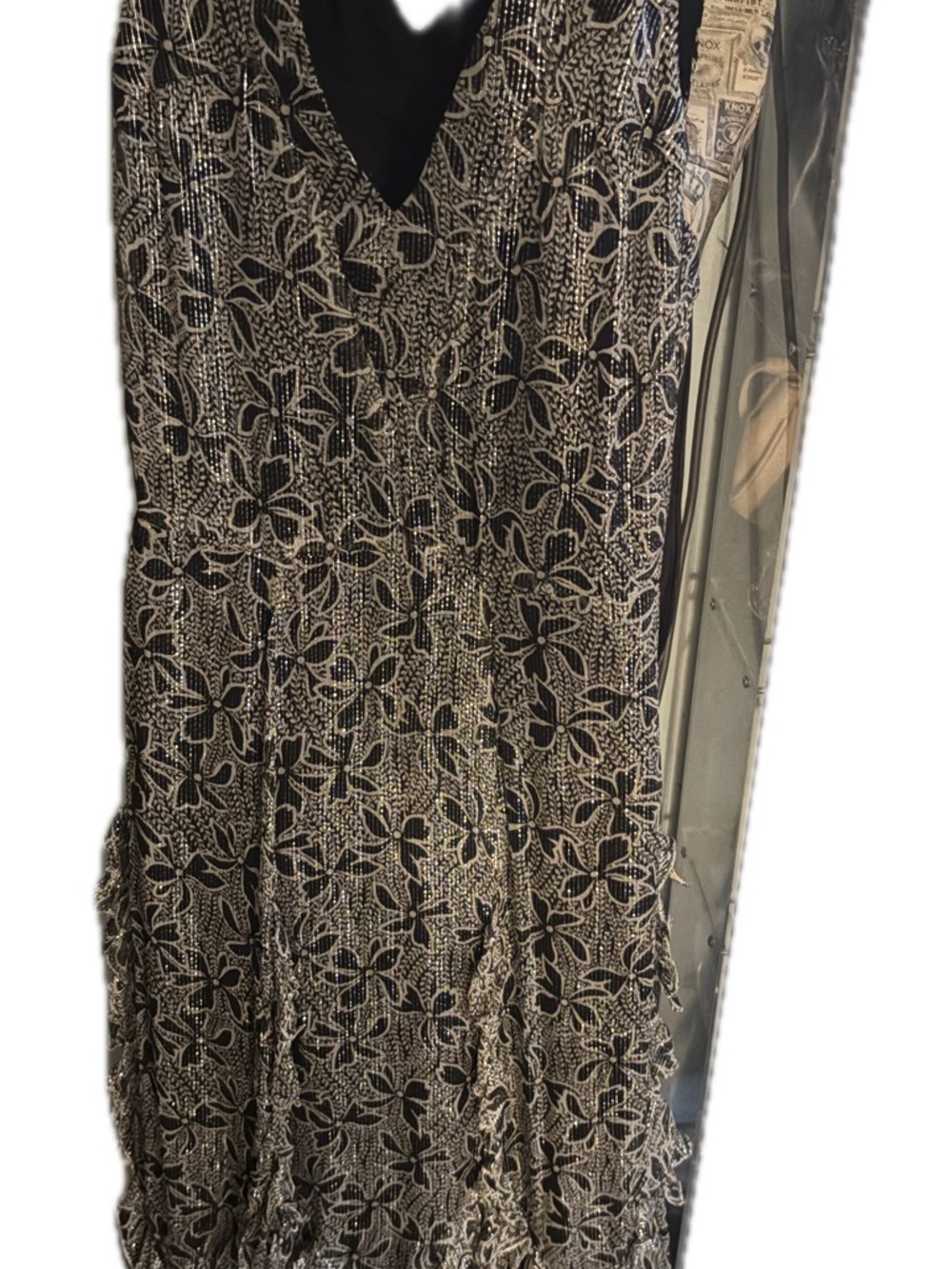 Anna Sui Black and Cream Floral Maxi Dress